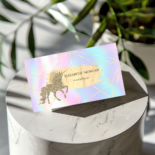 Goldener Pinselstrich, Linien, Einhorn Holografisc Visitenkarte