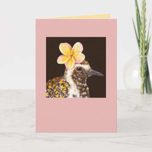 Goldener Plover mit Plumeria-Karte Karte (Vorderseite)