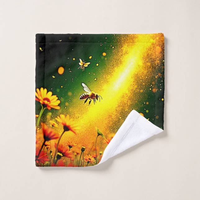 Goldener Pollen für Bienen Joy Design Badhandtuch Set (Waschlappen)