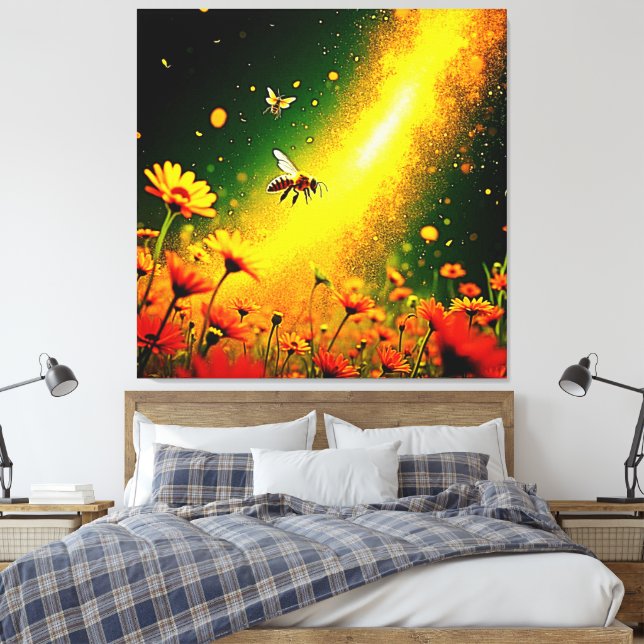 Goldener Pollen für Bienen Joy Design Leinwanddruck (Insitu (Schlafzimmer))