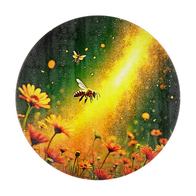 Goldener Pollen für Bienen Joy Design Schneidebrett (Vorderseite)