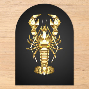 Goldener polygonaler Hummer Flusskrebs auf Schwarz Acryleinladungen