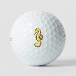 Goldener polygonaler Seepferdchen Golfball