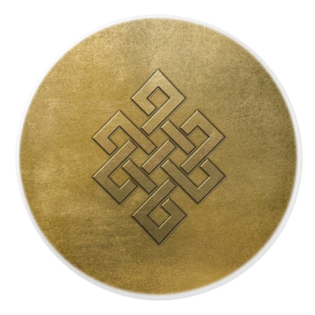 Goldener prägeartiger endloser Knoten Keramikknauf (Vorderseite)