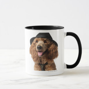 Goldener Pudel-Hundetragender Hut und -Krawatte Tasse