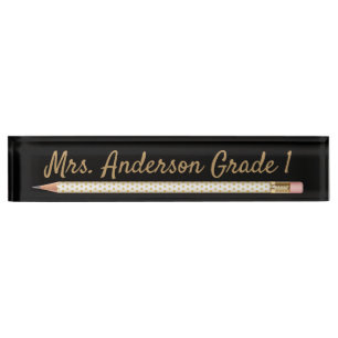 Goldener Punktestift Personalisierte Schreibtisch- Namensplakette