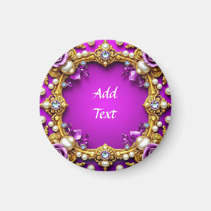 Goldener Rahmen mit eleganten Rose und Perlen Magnet