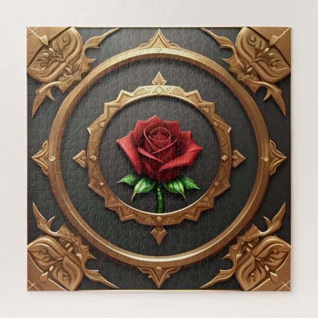 Goldener Rahmen mit Rote Rose (Vertikal)