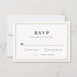 goldener Rahmen schwarze und weiße Hochzeits-Antwo RSVP Karte