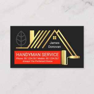 Goldener Rahmenroller-Handwerkerpinsel Visitenkarte