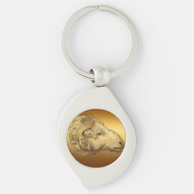 Goldener Ram Chinesischer Jahr Zodiac Aries Schlüs Schlüsselanhänger (Vorderseite)