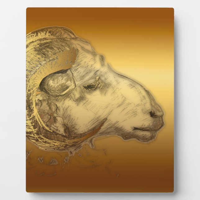 Goldener Ram - Chinesisches Neujahr 2015 - Fotoplatte (Vorderseite)