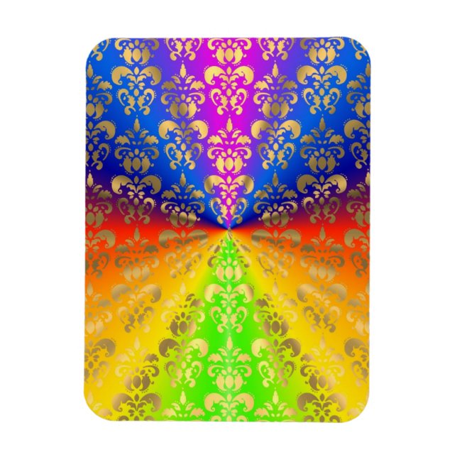 Goldener Regenbogen Damast Magnet (Vertikal)