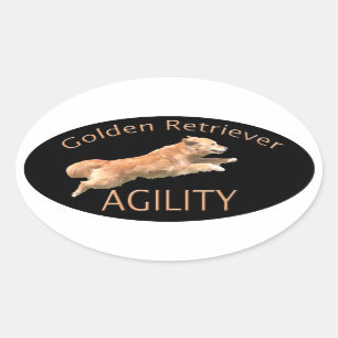 Goldener Retriever-Agility-Abziehbild Ovaler Aufkleber
