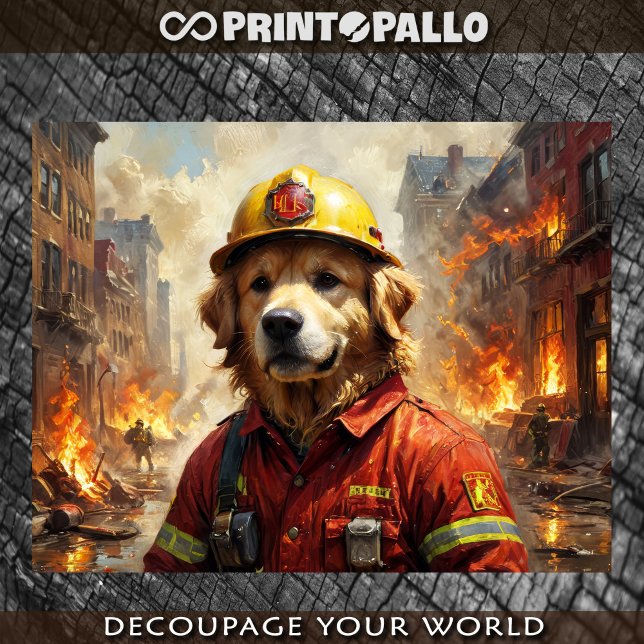 Goldener Retriever als Feuerwehrmann - Seidenpapier (Von Creator hochgeladen)