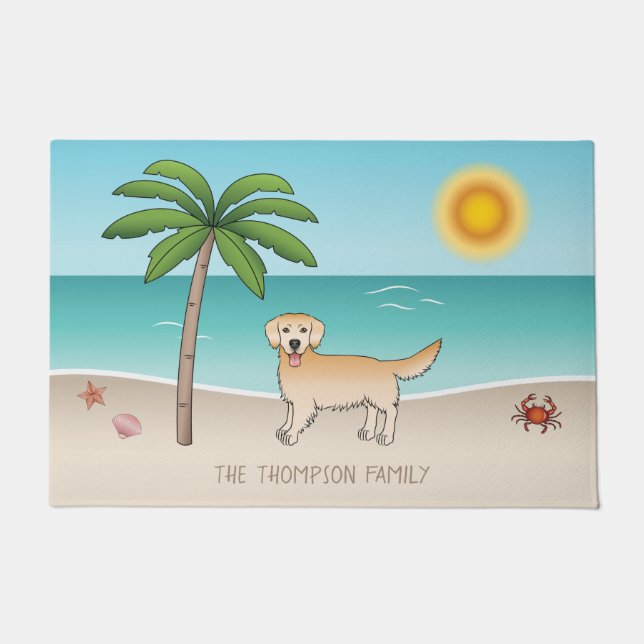 Goldener Retriever an einem tropischen Sommerstran Fußmatte (Vorderseite)