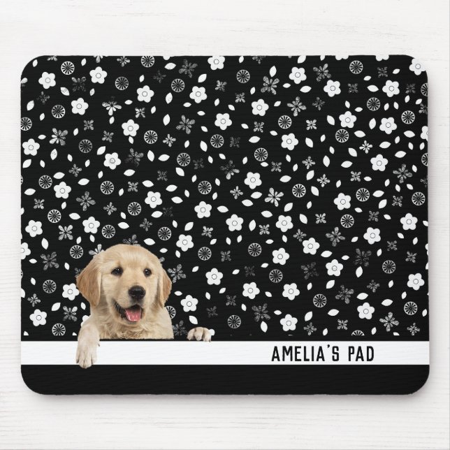 Goldener Retriever auf Blumendruck Mousepad (Vorne)