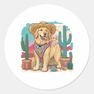 Goldener Retriever bleibe überall cool Runder Aufkleber