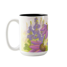 Goldener Retriever, Blumen u. Bienen/Tasse