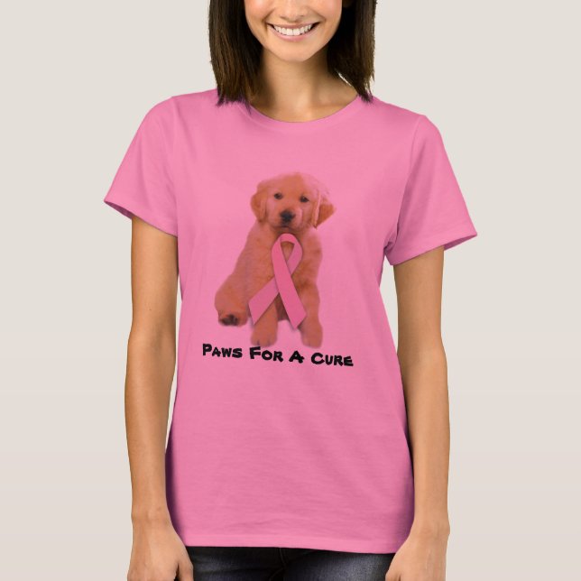 Goldener Retriever-Brustkrebs-Damen-T - Shirt (Vorderseite)