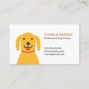 Goldener Retriever-Cartoon der gelber Visitenkarte