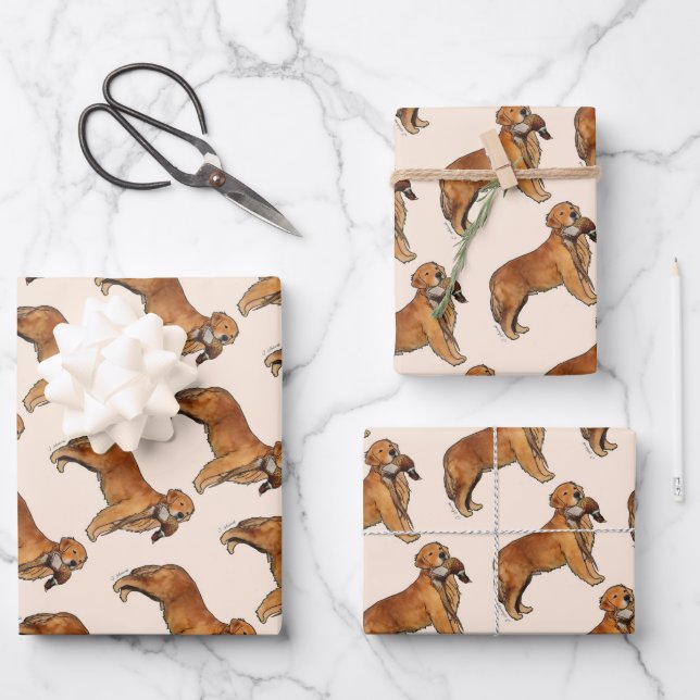 Goldener Retriever Geschenkpapier Set (Vorderseite)