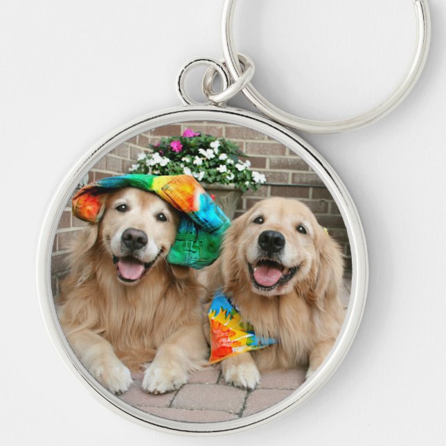 Goldener Retriever-Groovy Schlüsselanhänger (Vorne)