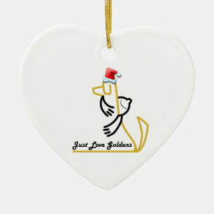 Goldener Retriever-Herz-Verzierung, gerade Liebe Keramikornament