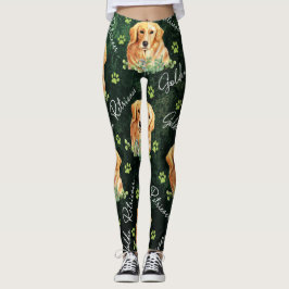 Goldener Retriever-Hund, Eukalyptus-Blätter, Leggings