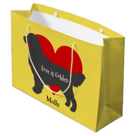 Goldener Retriever-HundeSilhouette-Liebe ist- Große Geschenktüte