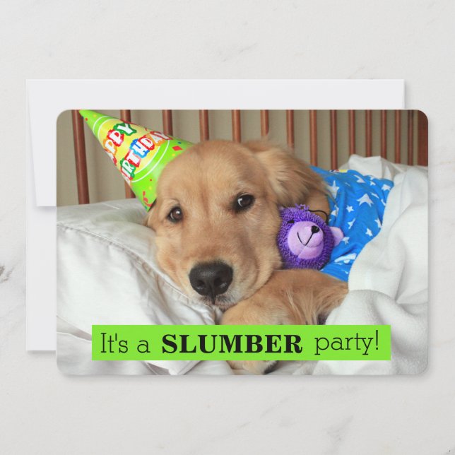 Goldener Retriever-Hundesleepover-Schlummer-Party Einladung (Vorderseite)