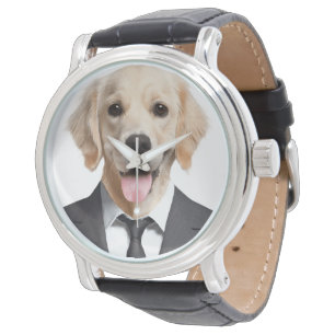 Goldener Retriever im Anzug Armbanduhr