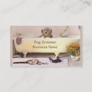 Goldener Retriever im Bath Cat Tub Groomer-Geschä Visitenkarte