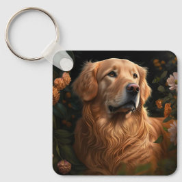 Goldener Retriever im Garten - Schlüsselanhänger