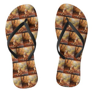 Goldener Retriever im Herbst Leaves Inspiriert Flip Flops