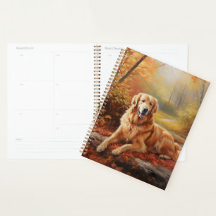Goldener Retriever im Herbst Leaves Inspiriert Planer