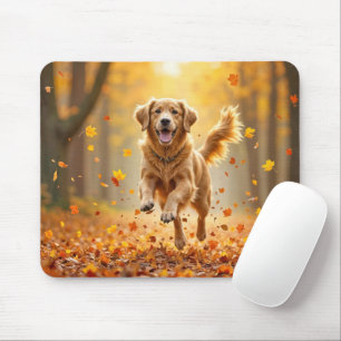 Goldener Retriever im Herbstwald Mousepad