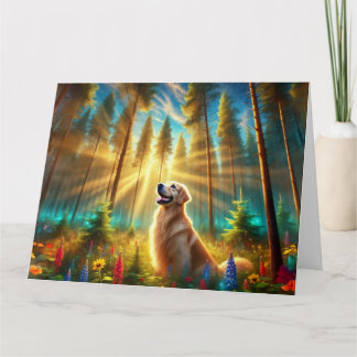 Goldener Retriever im verzauberten Wald Karte