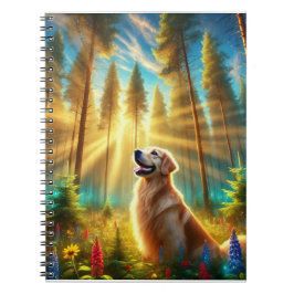 Goldener Retriever im verzauberten Wald Notizblock
