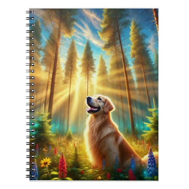 Goldener Retriever im verzauberten Wald Notizblock (Vorderseite)
