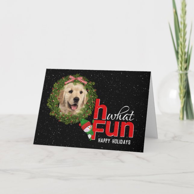 Goldener Retriever im Weihnachtskranz Karte (Vorderseite)