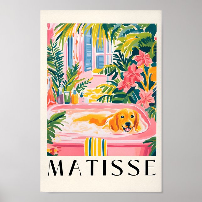 Goldener Retriever in der Badewanne, Funny Bath Po Poster (Vorne)