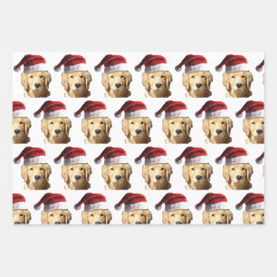Goldener Retriever in der Weihnachtsmannmütze Geschenkpapier Set