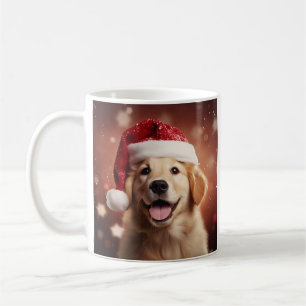 Goldener Retriever in der Weihnachtsmannmütze Kaffeetasse
