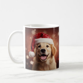 Goldener Retriever in der Weihnachtsmannmütze Kaffeetasse