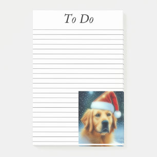 Goldener Retriever in der Weihnachtsmannmütze Post-it Klebezettel