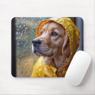 Goldener Retriever in einem Regenschirm Mousepad