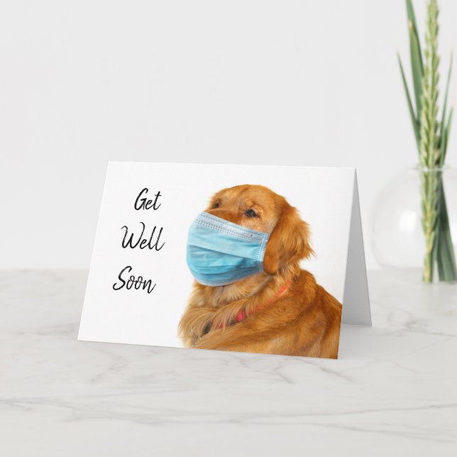 Goldener Retriever in Maske Wohlfühlen Karte (Vorderseite)