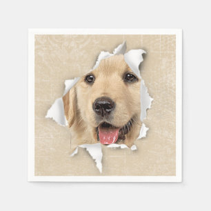 Goldener Retriever in Paper Hole Serviette