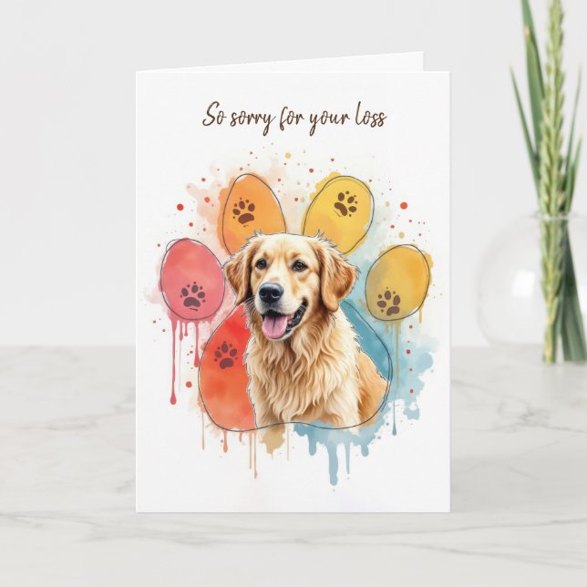 Goldener Retriever in Paw Print Karte (Vorderseite)